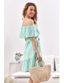 Dress with a Spanish neckline, mint MP60872 - Online store - Boutique